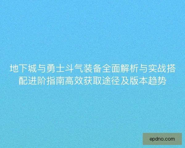 地下城与勇士斗气装备全面解析与实战搭配进阶指南高效获取途径及版本趋势