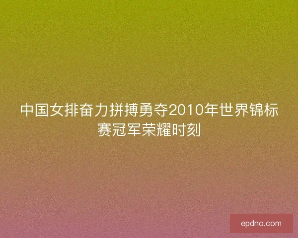 中国女排奋力拼搏勇夺2010年世界锦标赛冠军荣耀时刻